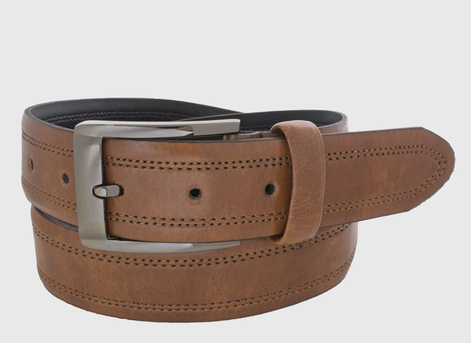 Custom Leather Double Stitched Dress Belt 10235