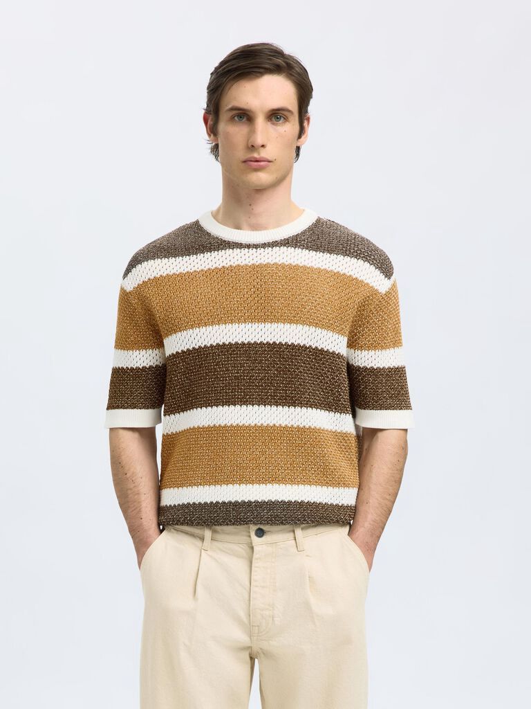 Selected Knitted Striped Tee 16097853