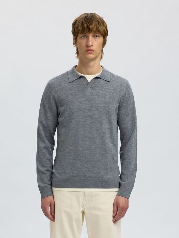 Selected knitted Polo Merion Wool 16098327