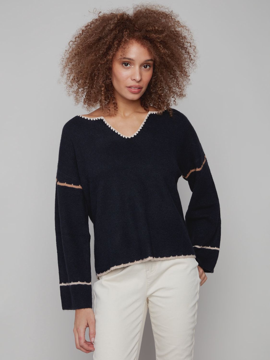 CB Ribbed V-Neck Sweater C2879