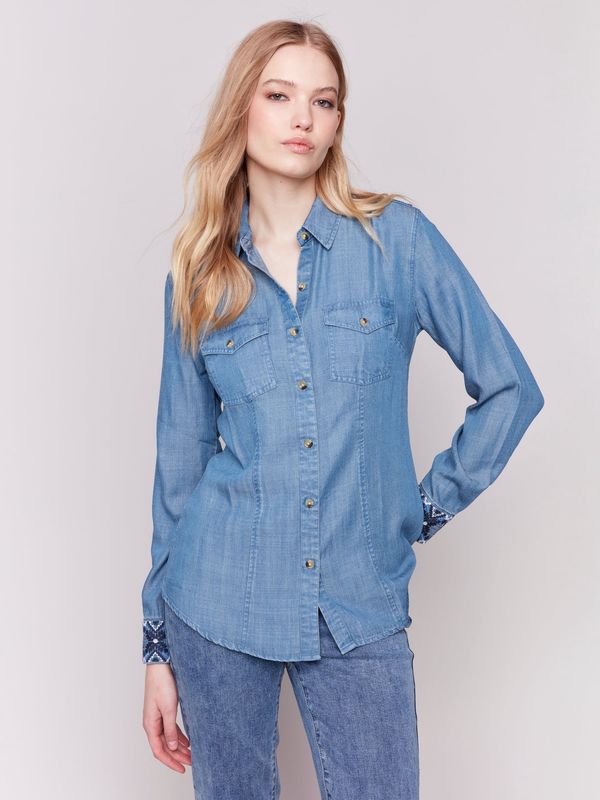 CB Woven Shirt W/ Embroidered Cuff C4549