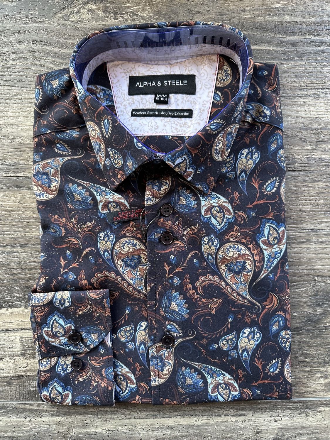 A&amp;S Printed Microfibre Shirt (paisley) ASIH3361