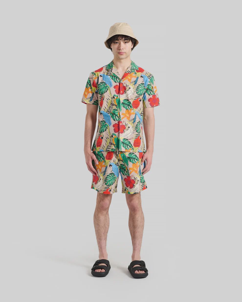 Poplin Printed Camp Collar Shirt MSSSC-01, Color: BPD, Size: LG