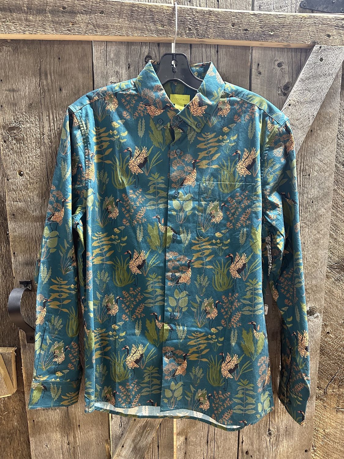 Poplin Printed Woven Shirts POSLS-01, Color: CRN, Size: SM