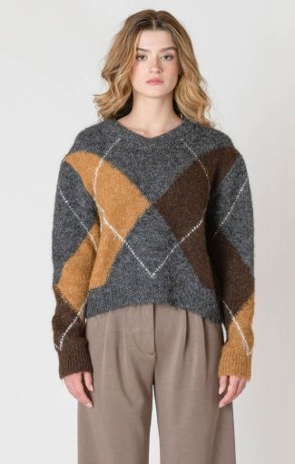 Room34 V-neck Patterned Sweater 2627011 DG