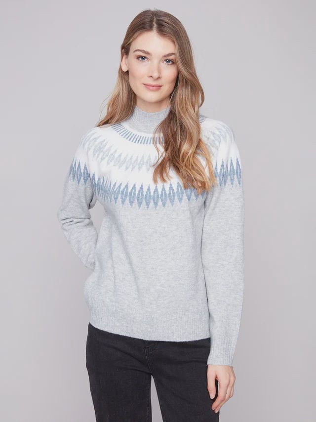 Charlie B Mock Neck Raglan Sweater C5859