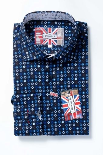 7Downie LS Woven Shirt CBL 12, Color: Navy, Size: M