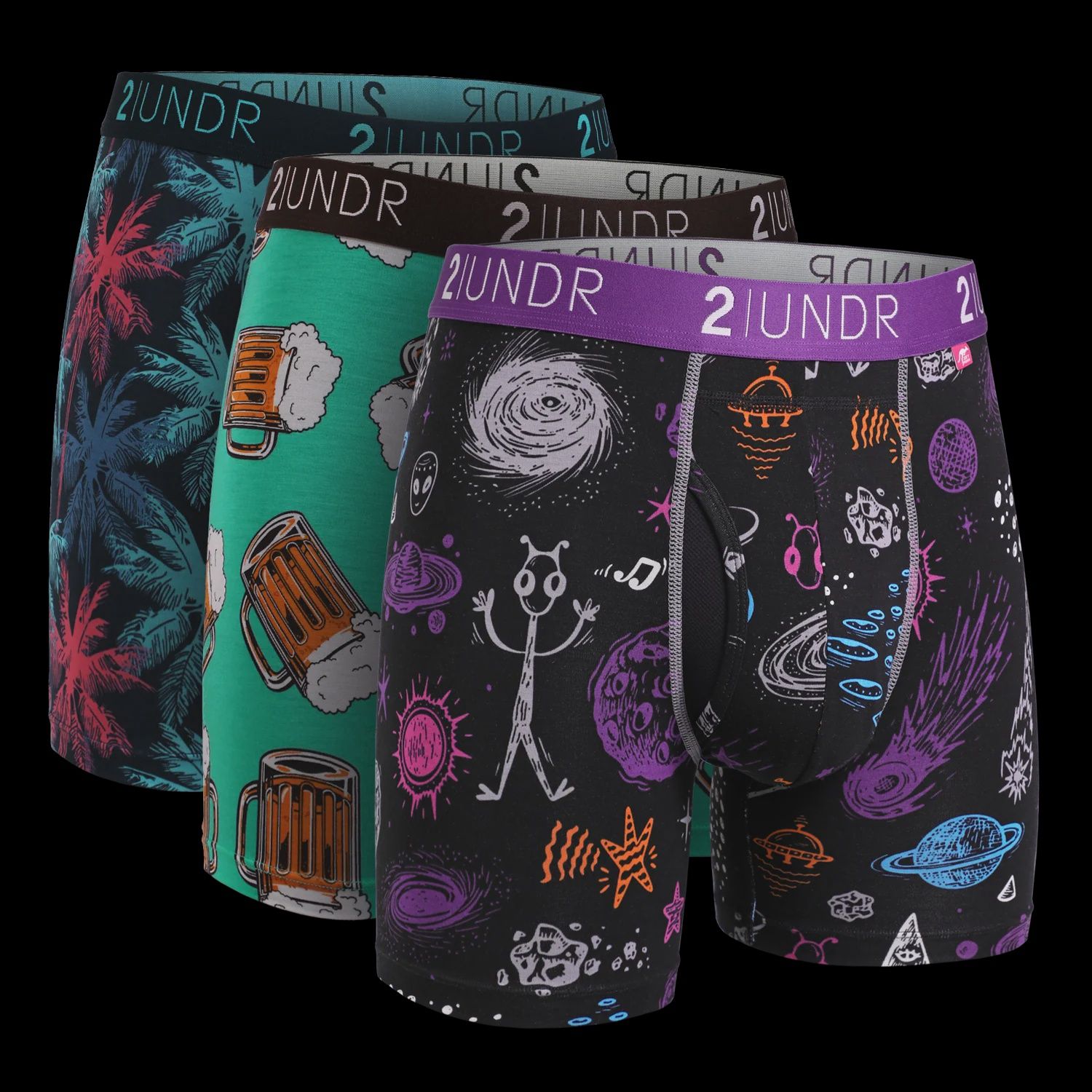 2UNDR Swing Shift Printed 3pack, Color: P.B.K.438, Size: SM