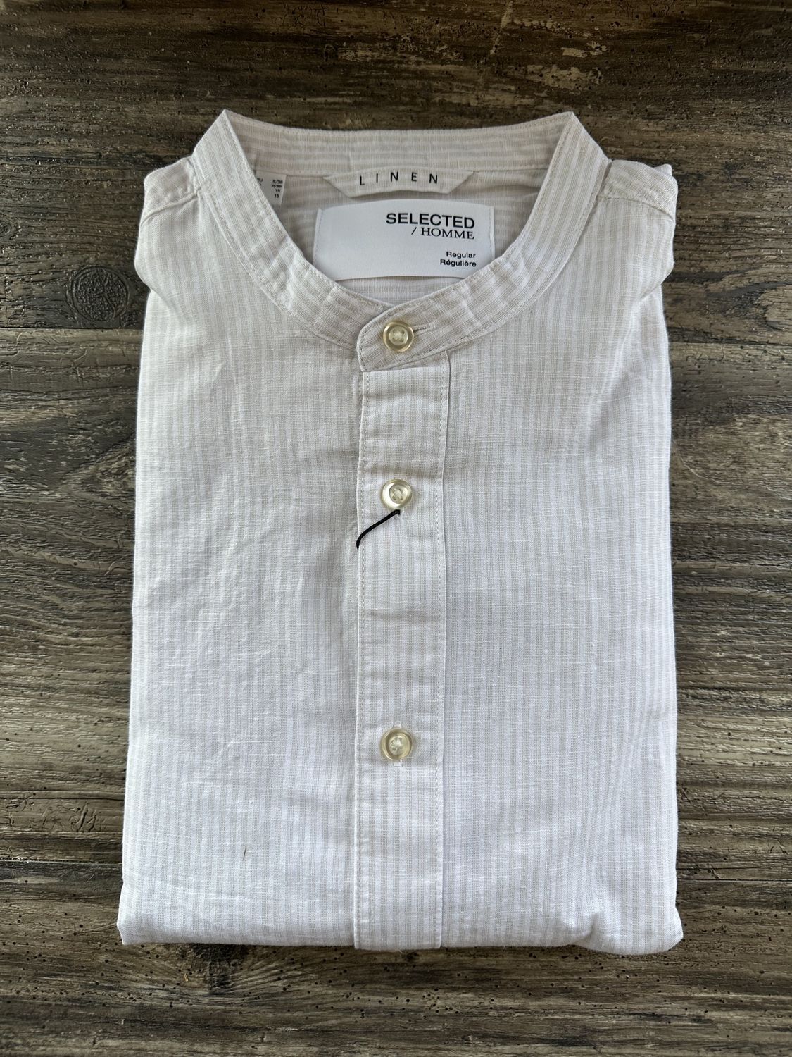 Selected Linen  Shirt LS 16079054, Color: PCash Stripe, Size: Small
