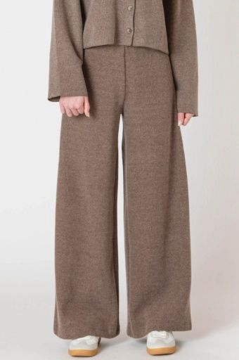 Room 34 Wide Leg Ribbed Pant2622215 DG, Colour: MOCHA HEATHER, Size: XS