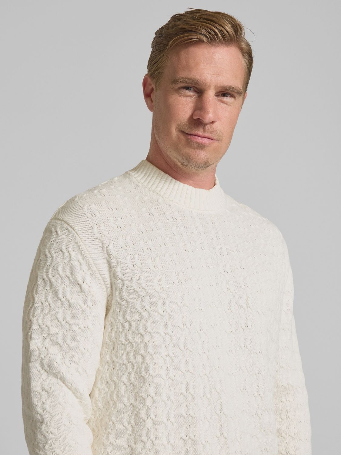 Selected LS Knit Relaxed Crew Neck 16098365, Color: Egret, Size: SM