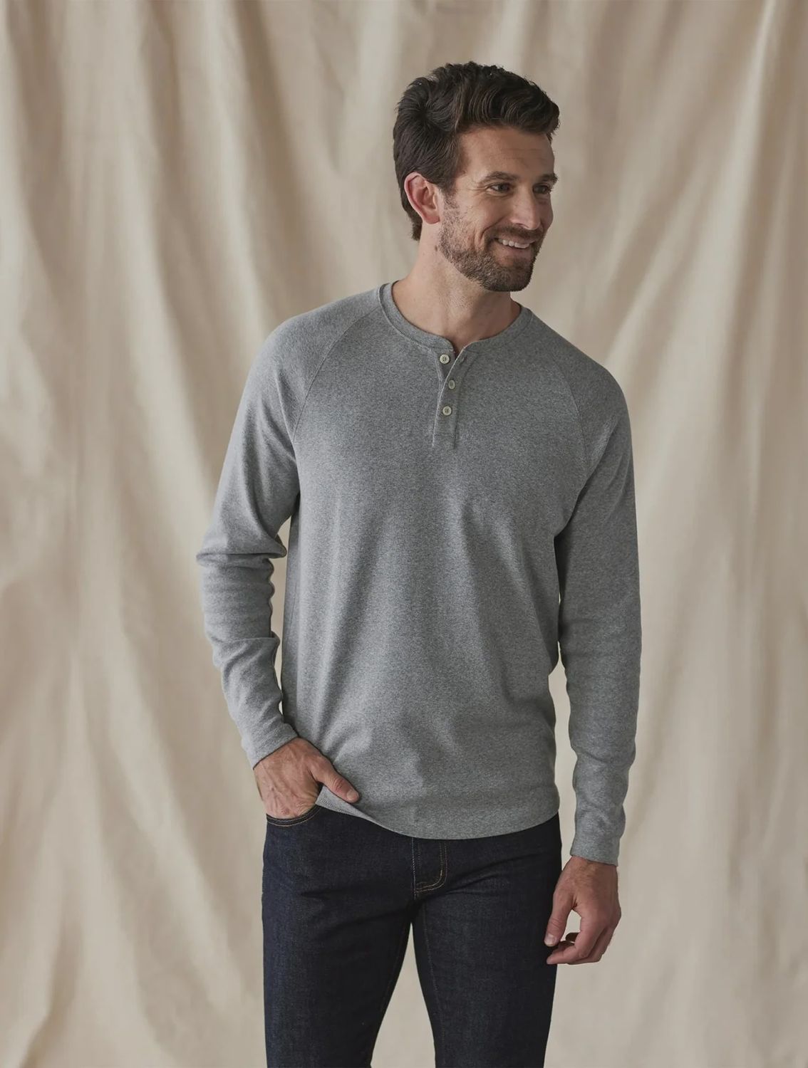 Normal Brand Puremeso Everyday Henley F1PEVHEN, Color: ATHGR, Size: MED