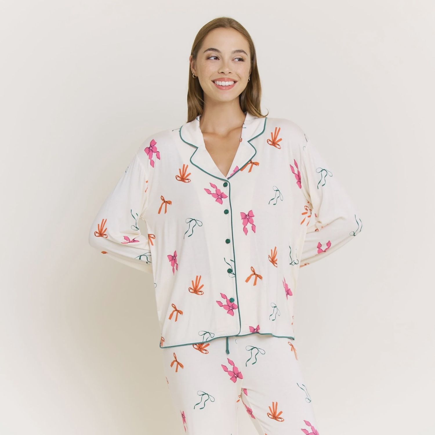 Honeydew All American Long PJ 63963, Color: Marshmallow Bows, Size: XS