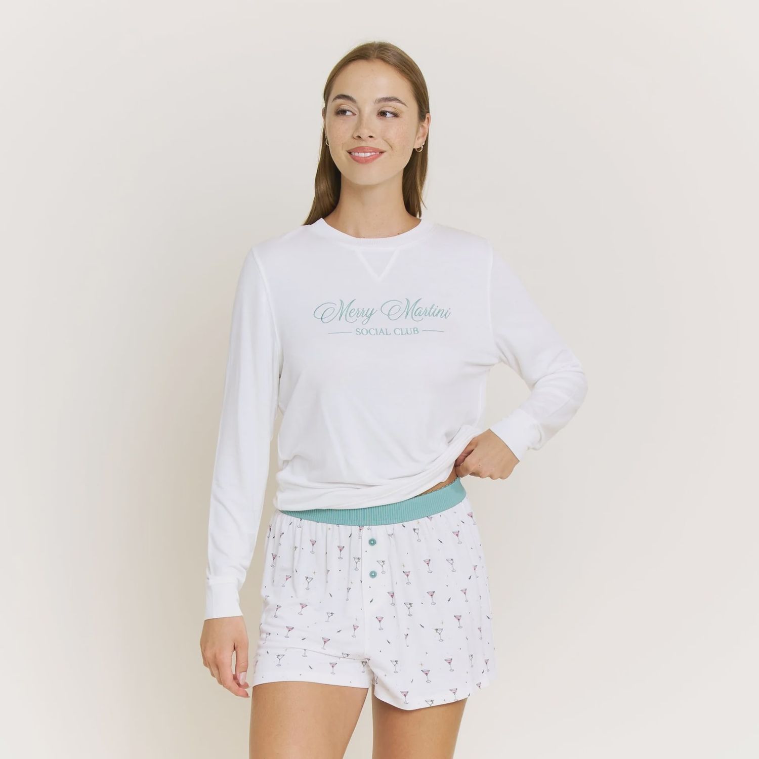 Honeydew Sugar Sweetheart Shortie Set 22948, Color: IVY Martinis, Size: SM