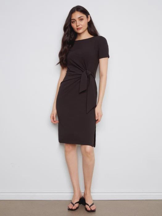 CB Boat Neck Dress With Tie C3250