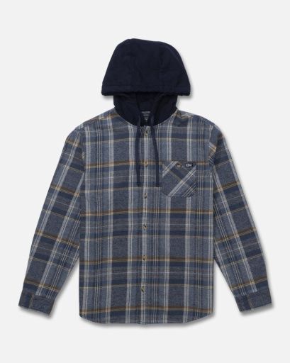 WHITEWASH HOODED FLANNEL, Colour: MIDNIGHT NAVY, Size: S
