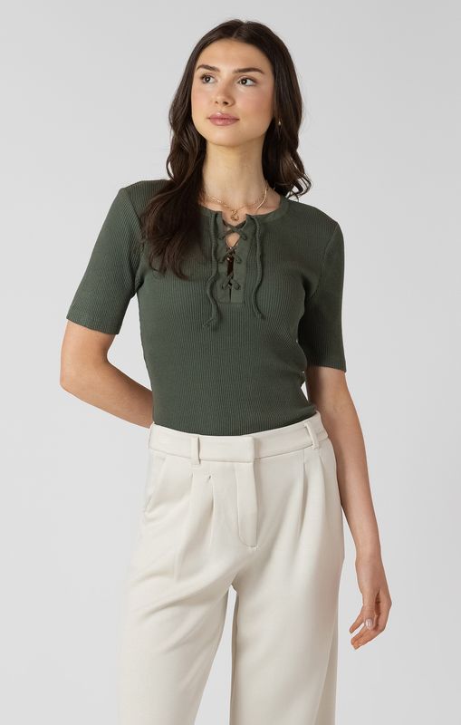 DEX Ribbed Lace Up Tee 2724007 D