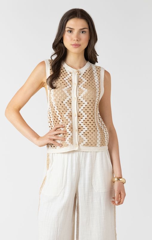 DEX Button Back Work Sweater Tank 2727012 D