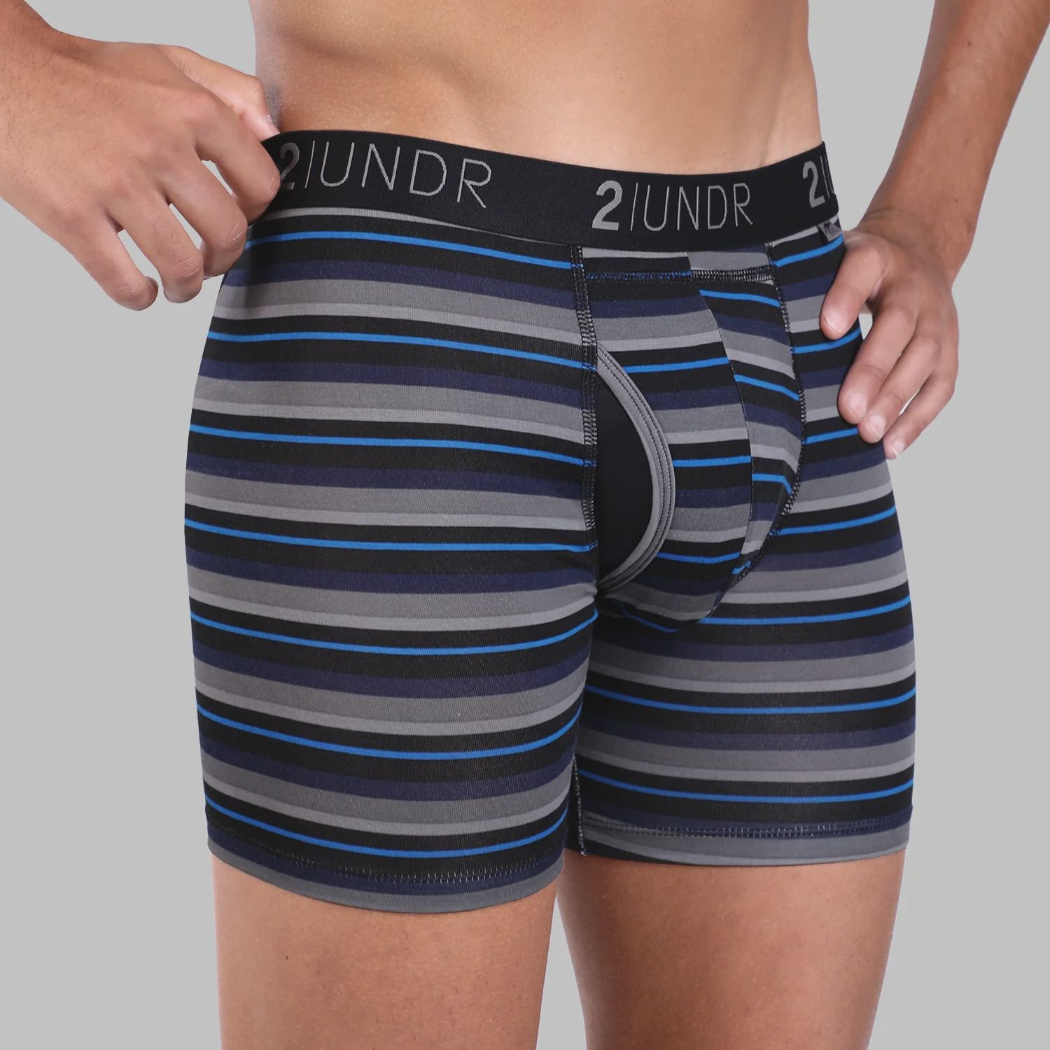 2UNDR Swing Shift " Boxer Brief Stripes 2U01BB, Color: 535/Blue Stripe, Size: SM