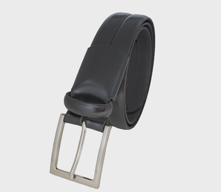 Custom Leather Groove and Stitch Dress Belt 10820, Color: Black, Size: 32