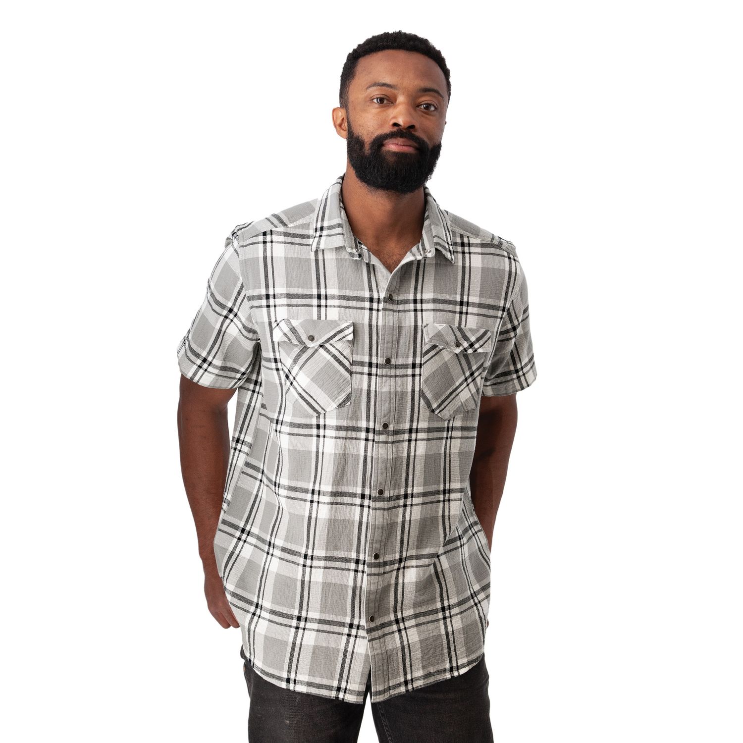 Old Ranch Liam SS Woven A13752S6, Color: Asphalt, Size: MED