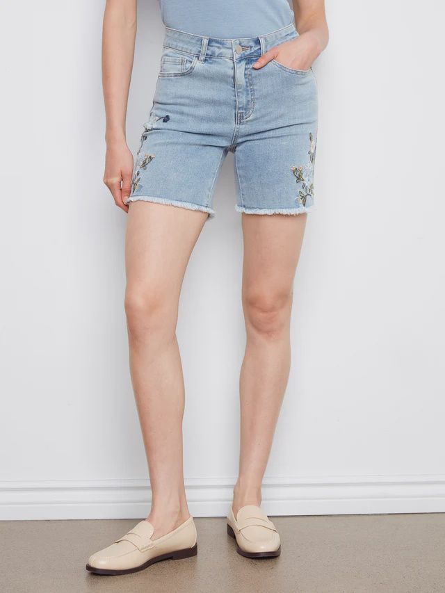 CB Embroidered Stretch Denim Short C8060R