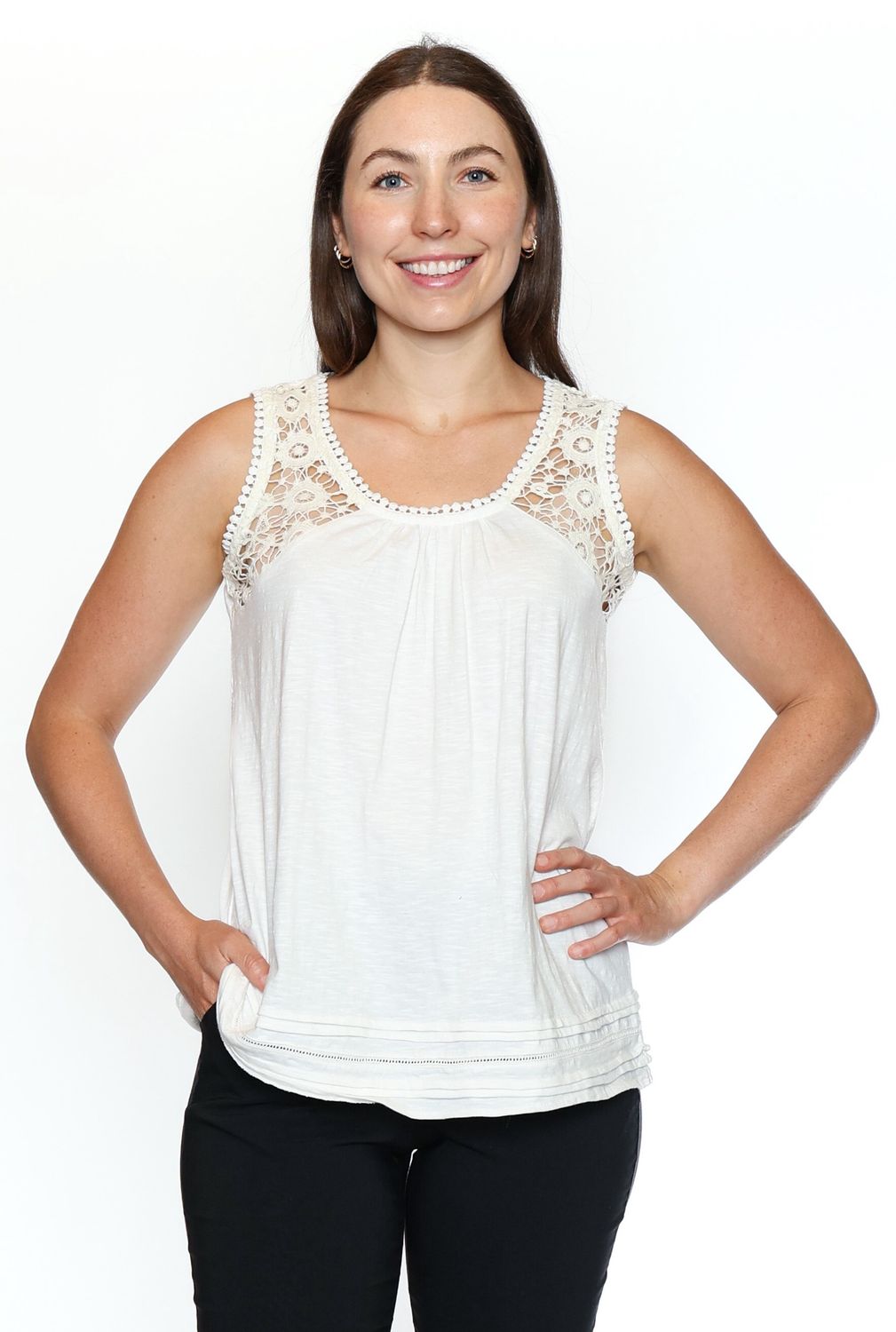 Papa Lace Slub Top P4319
