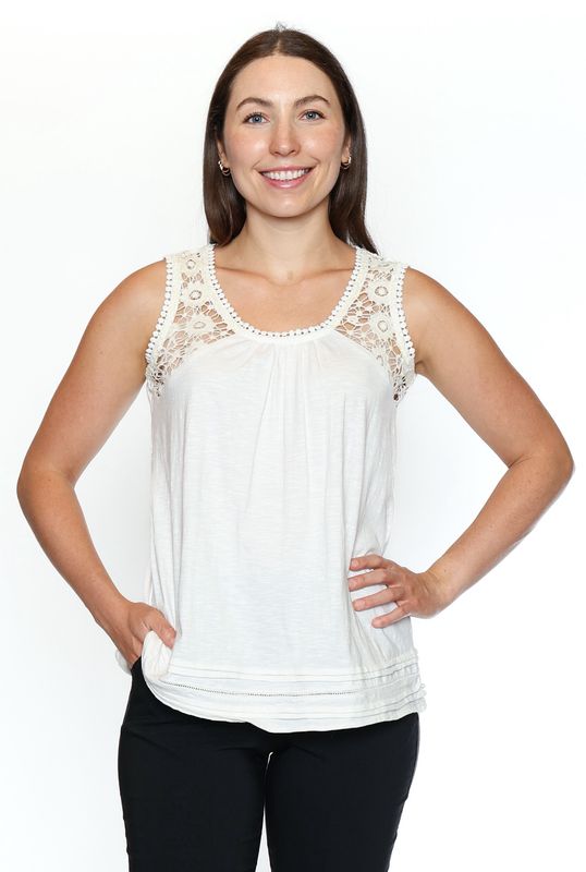 Papa Lace Slub Top P4319