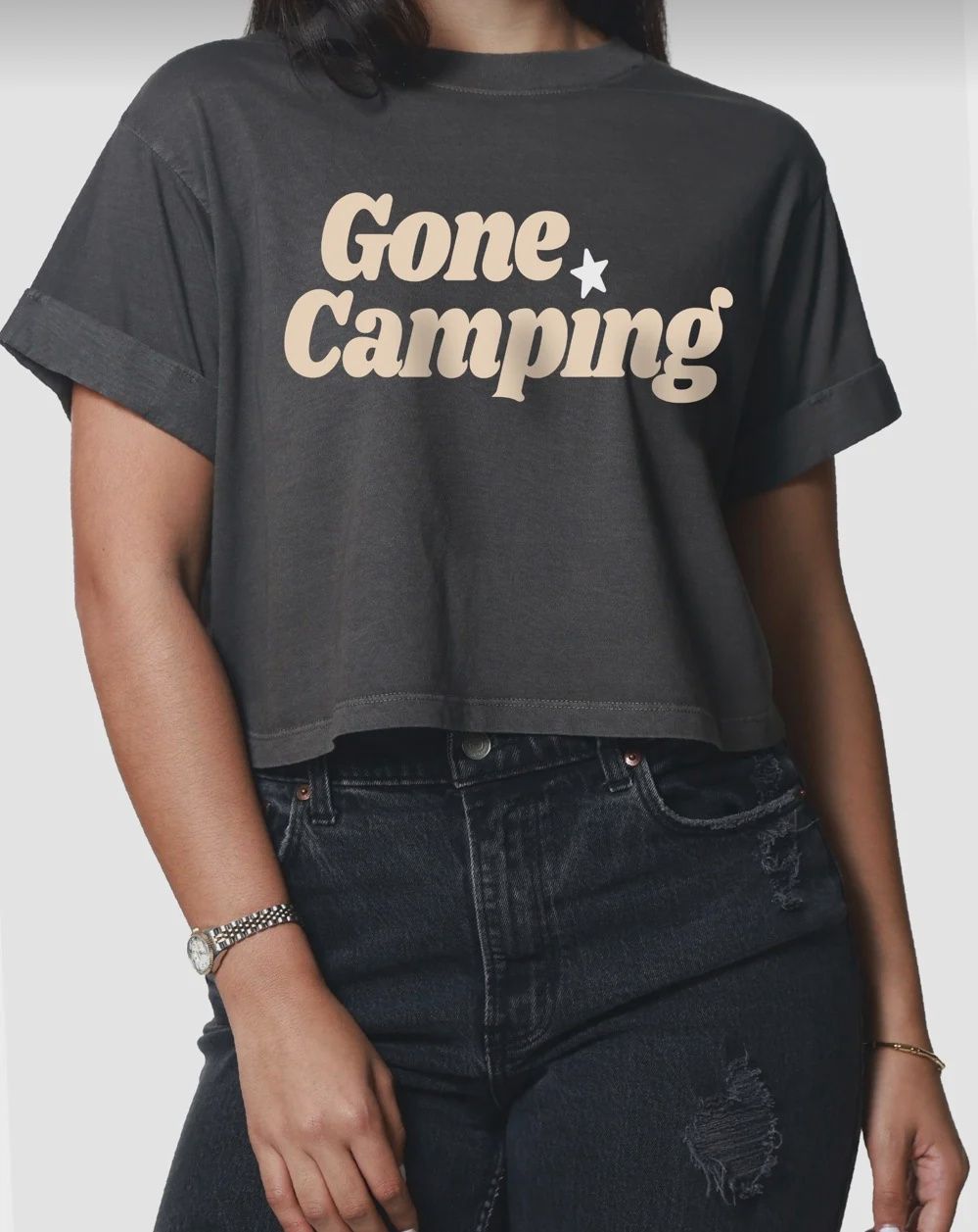 Girl Dangerous Gone Camping Crop BF Tank SP263-107