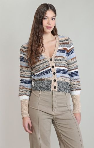 DEX Melange Striped Cardigan 2827251 D