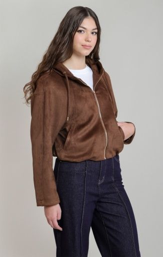 Dex Suede Hooded Bomber 2829509 D, Color: Brown, Season: XS