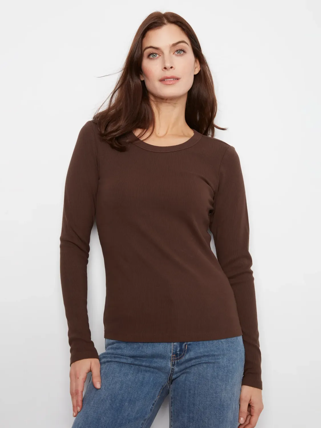 CB Ribbed Long Sleeve Crew Neck Top C1448PK