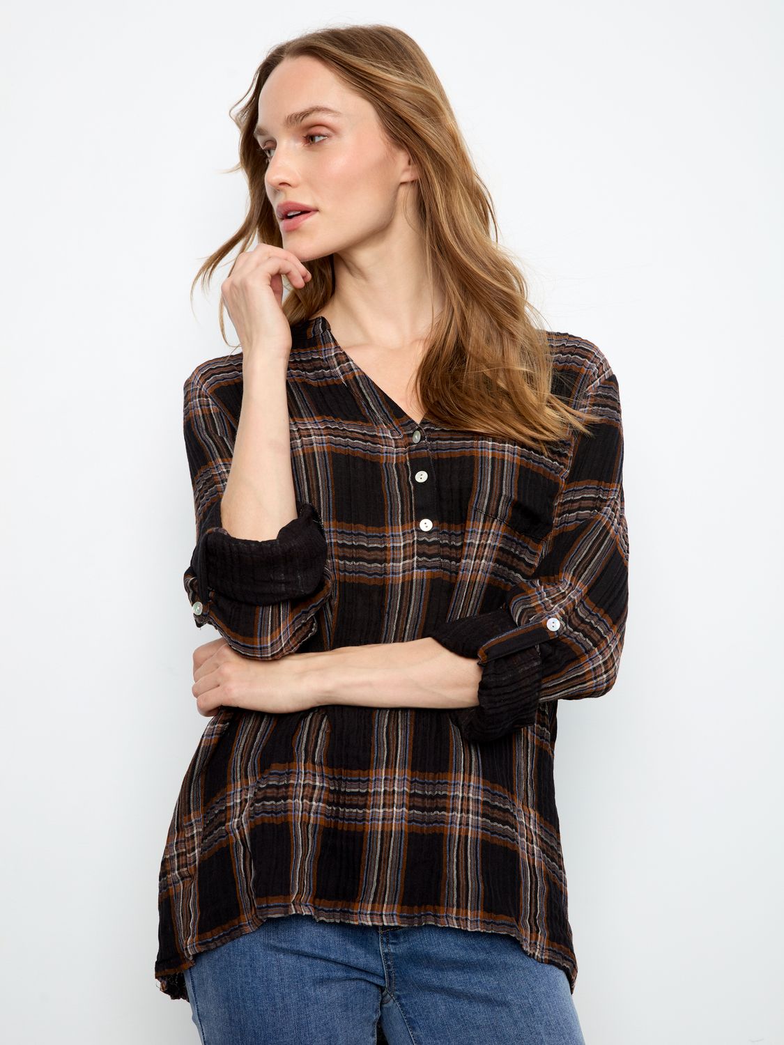 CB Long Sleeve Blouse W/ Roll Up Sleeves C4713