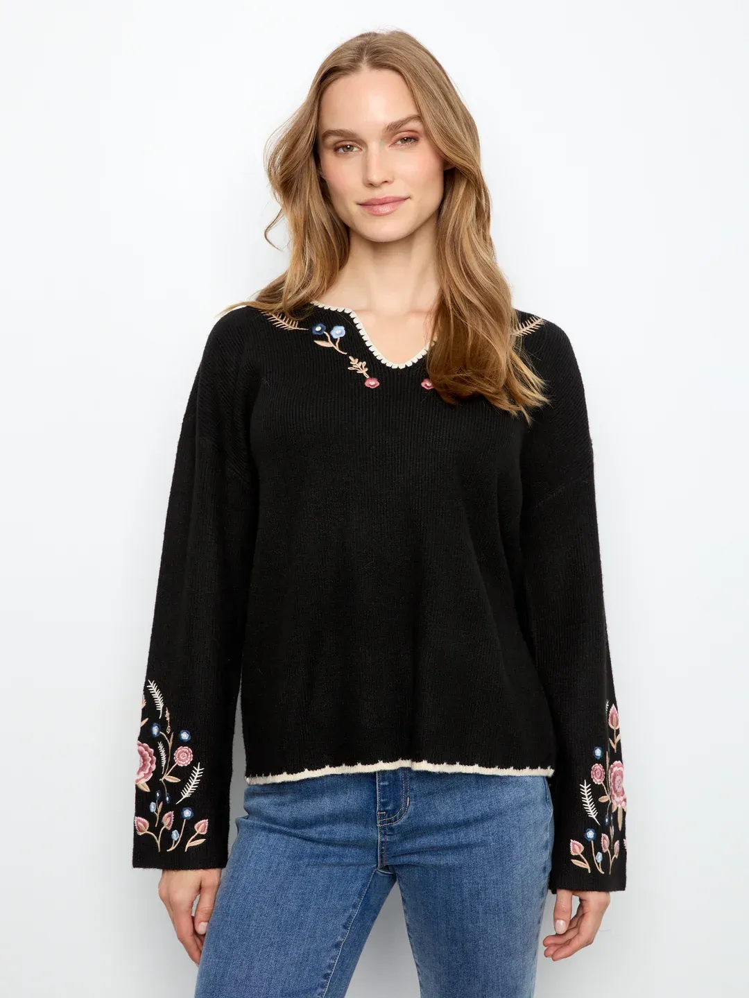 CB Embroidered Ribbed Sweater C2879R
