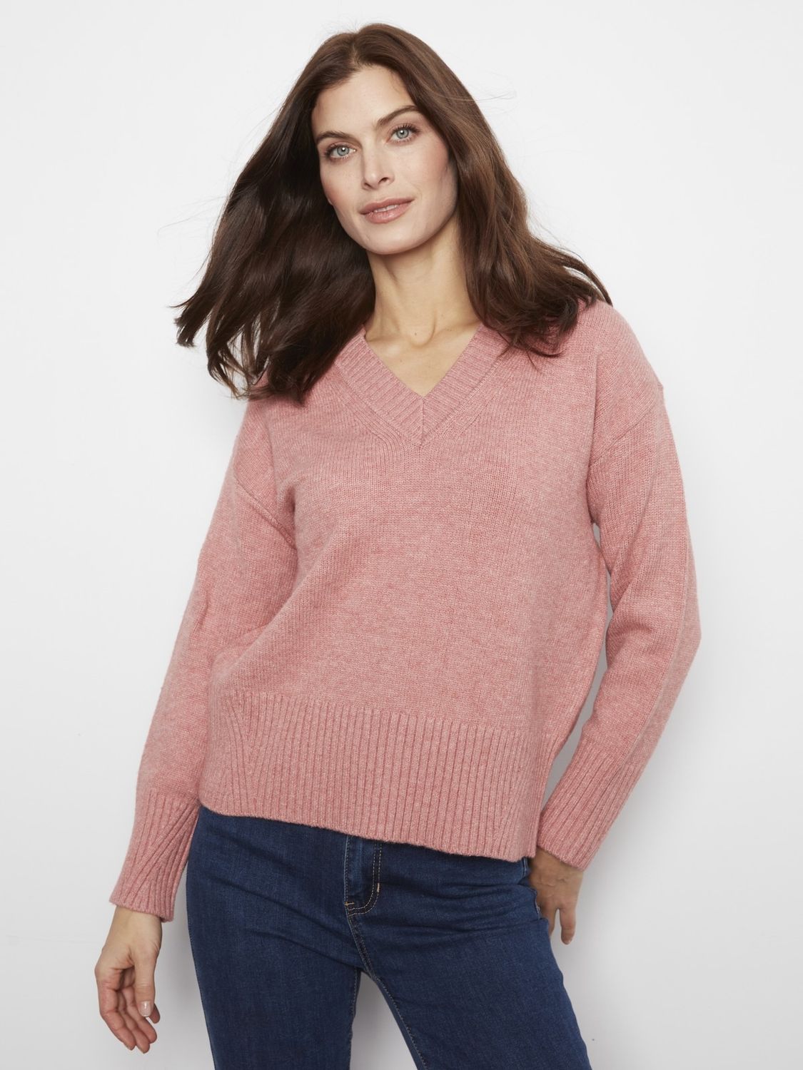 CB Drop Shoulder V-Neck Sweater C2127