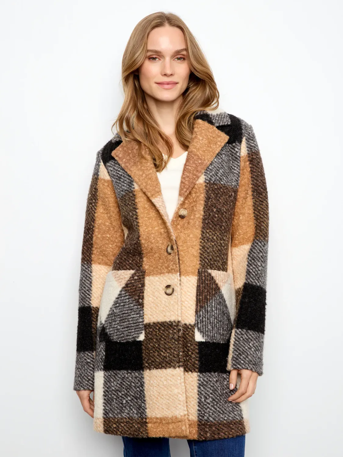 CB Plaid Boucle Knit Coat C6141ZR