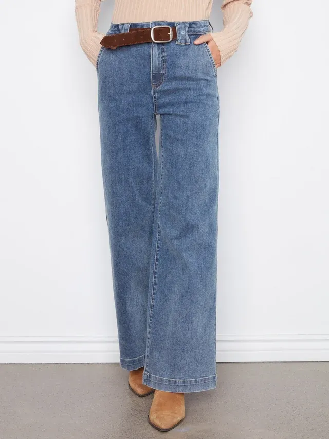 CB Flare Wide Leg Pant W/ Attached Belt C5807