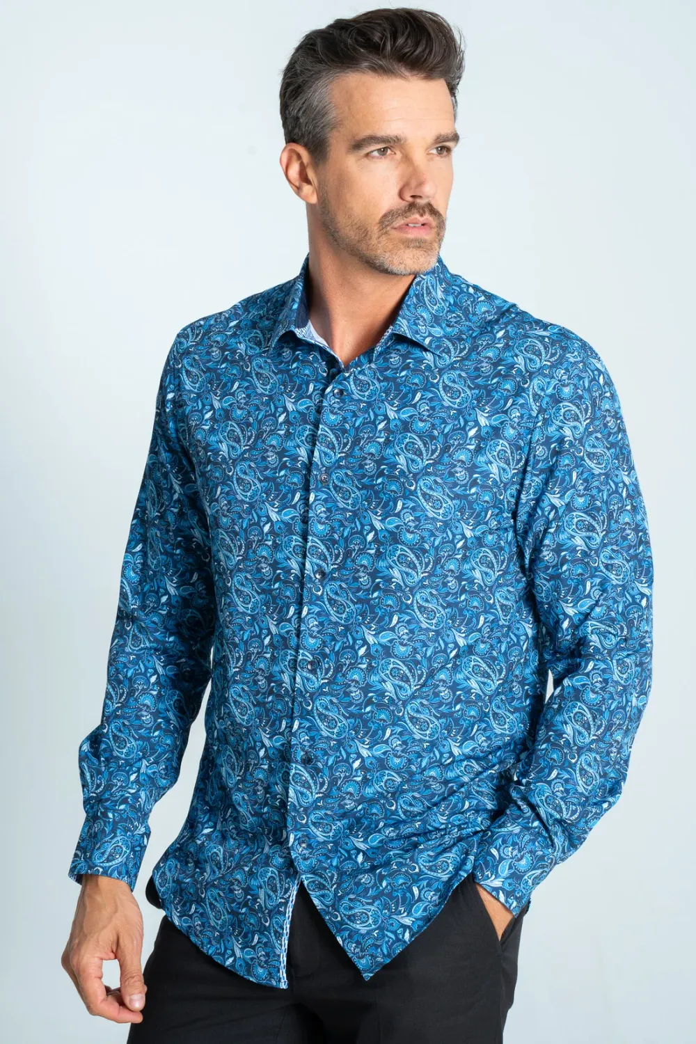 A&amp;S L/S Printed Woven Shirt ASIH3562, Colour: BL#2022, Size: SM