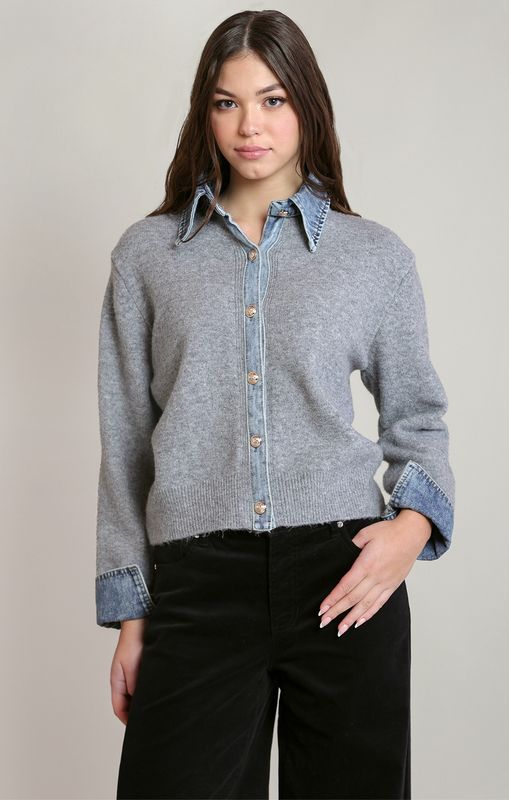 Dex Denim Trimed Sweater Shirt 2827280 D
