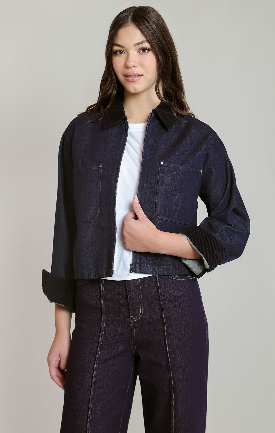 Dex Corduroy Collar Denim Jacket 2825750 D