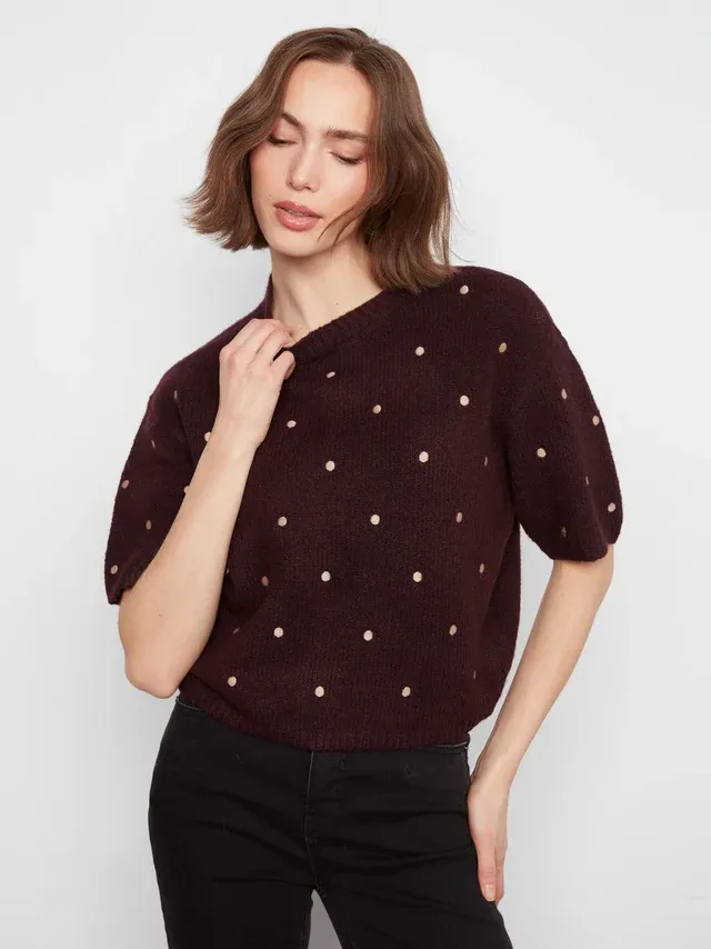 CB Ballon Sleeve Sweater with Embroidery C2858ER