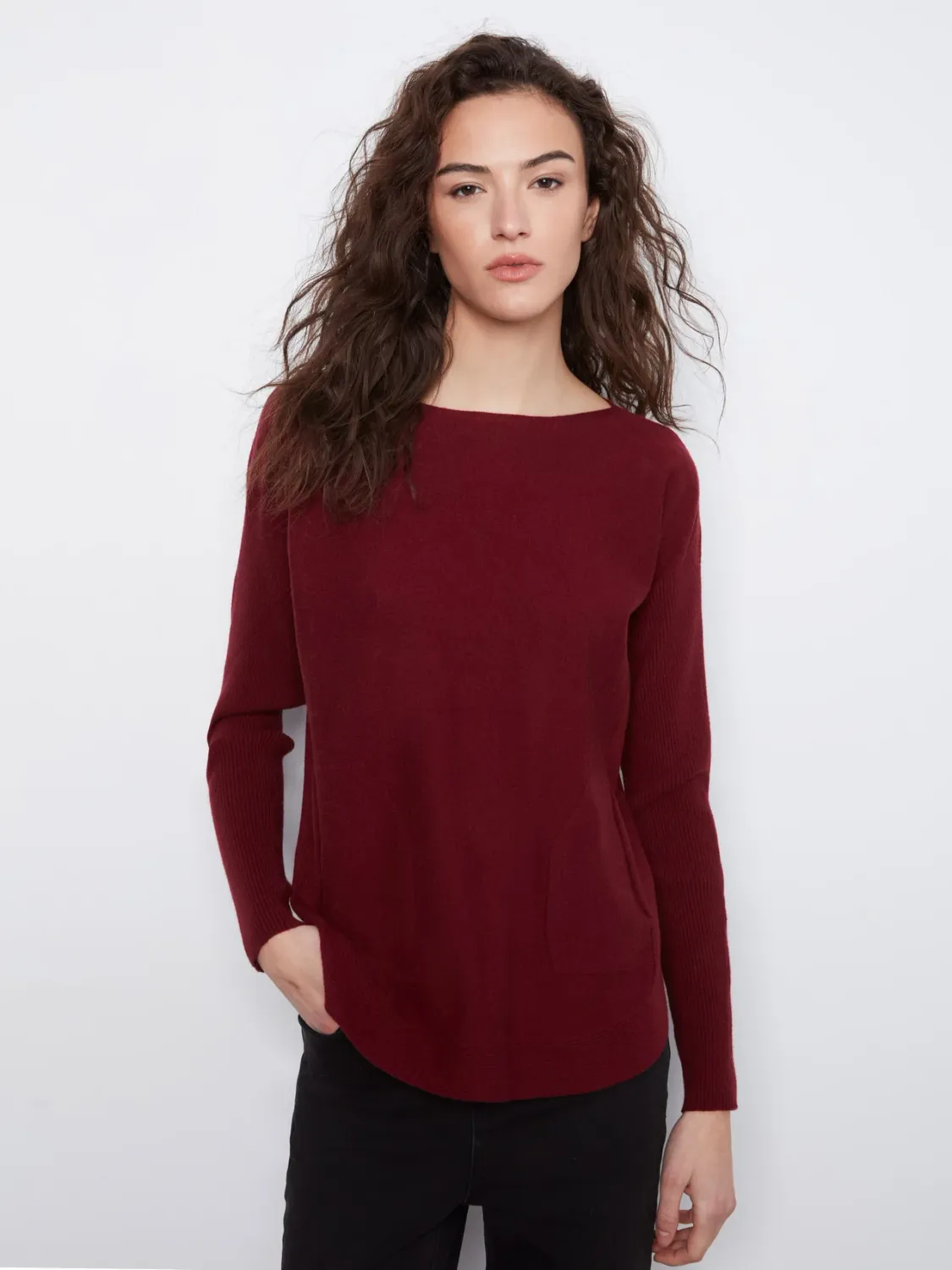 CB Boat Neck Sweater W/ Back Lace-up Detail C2170ZR