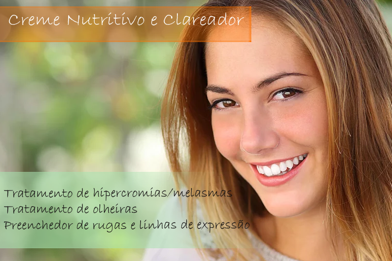 Creme Nutritivo com Skin Whitining complex, Elastinol, Whitessence, Lipossomas vit.A, Argireline e Acido hialuronico - Creme Creme Nutritivo com Skin Whitining complex, Elastinol, Whitessence, Lipossomas vit.A, Argireline e Acido hialuronico - Creme