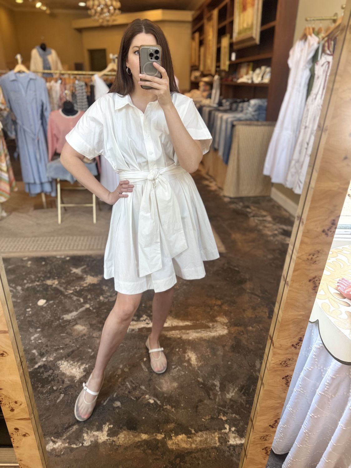 Poplin Dress with Tie