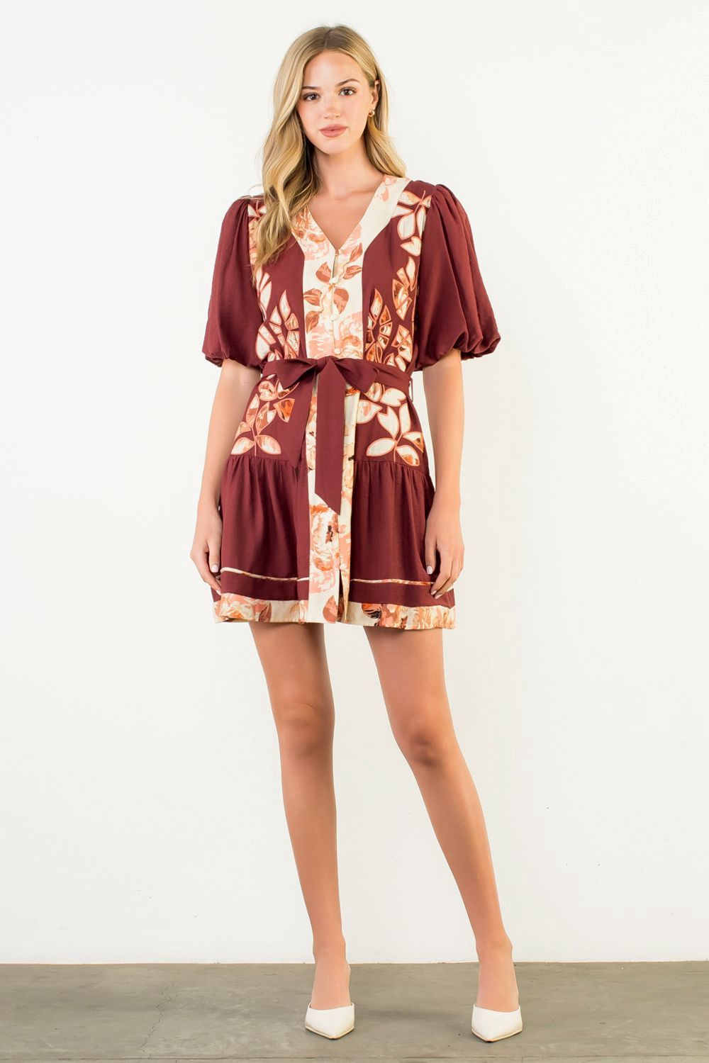 Puff Sleeve Print Dress
