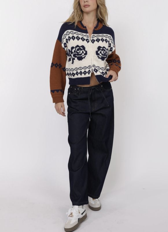 Rose Zip Up Sweater