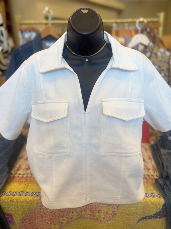 Denim Popover Top