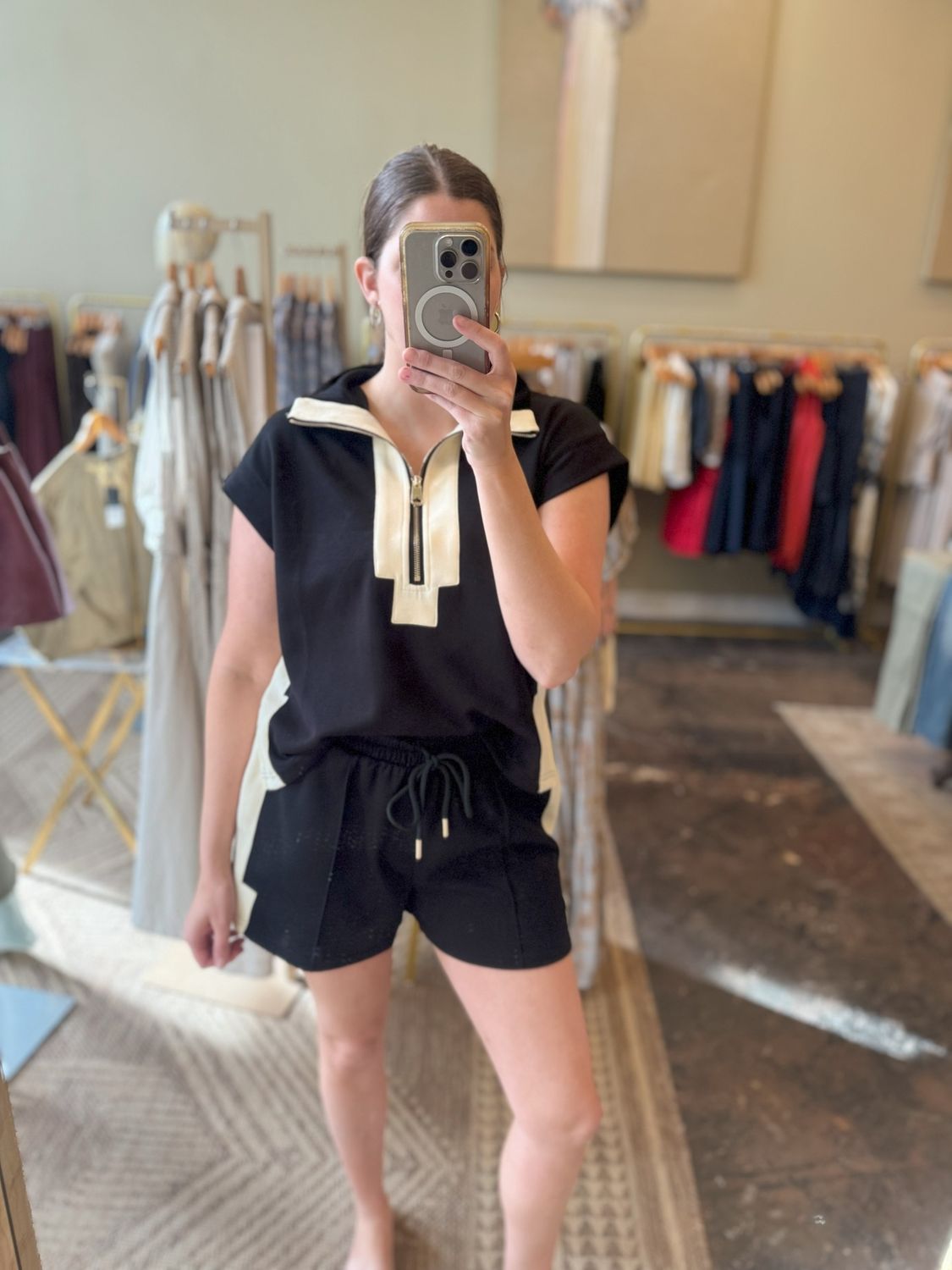 Black &amp; Cream Short Set