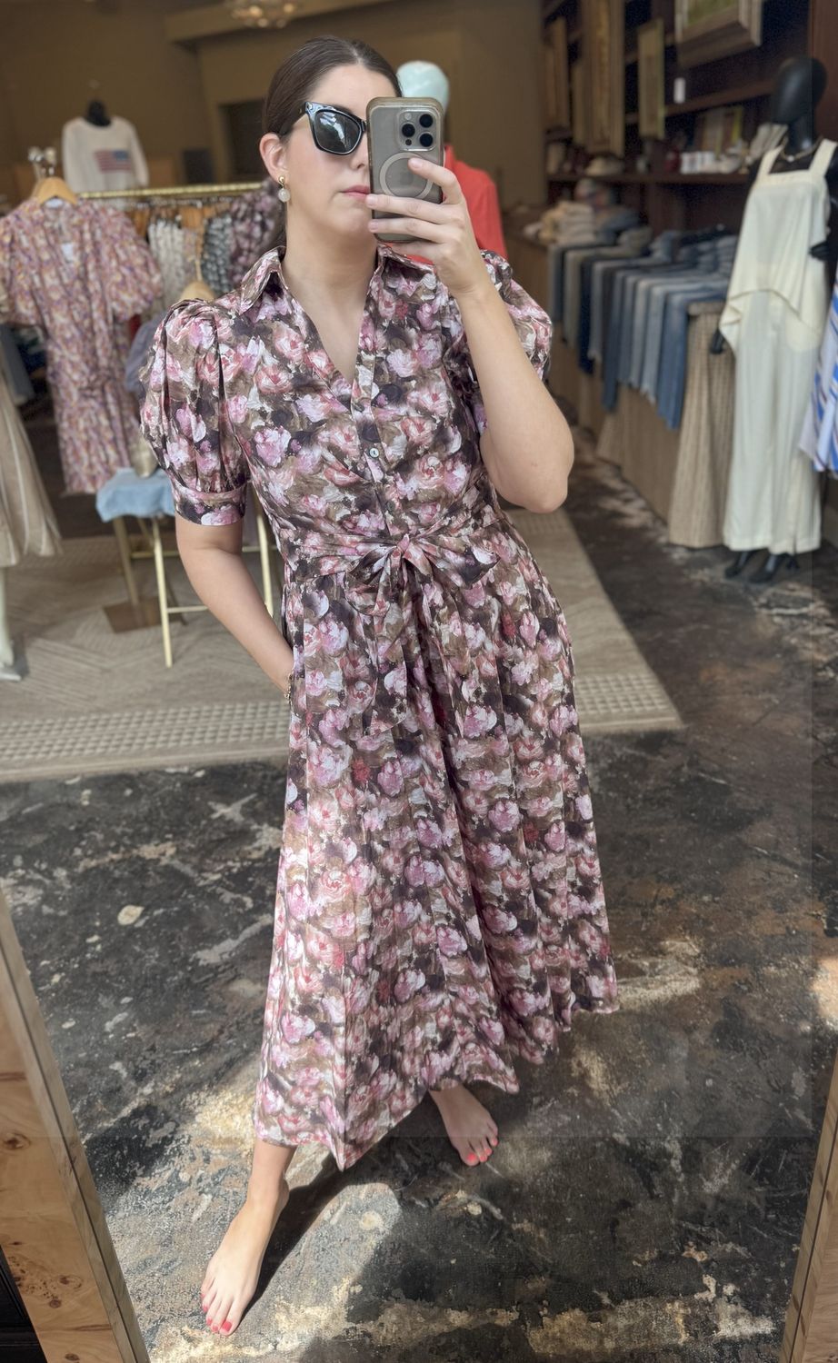 Mauve Button Front  Dress