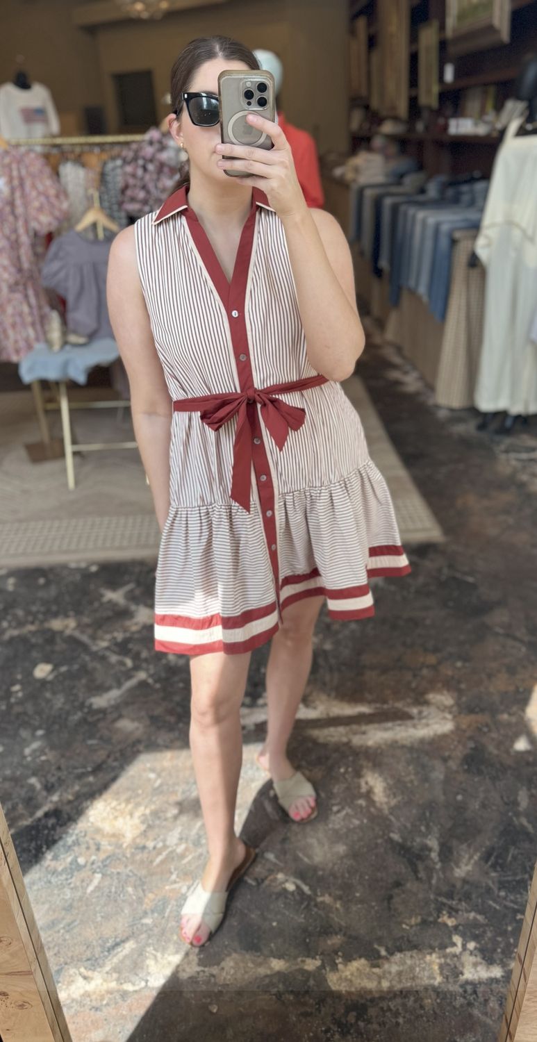 Rust Striped Dress